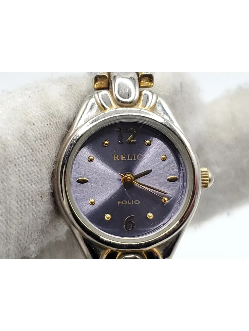 Relic Folio Watch Womens New Battery Blue Dial Silver Tone 18mm